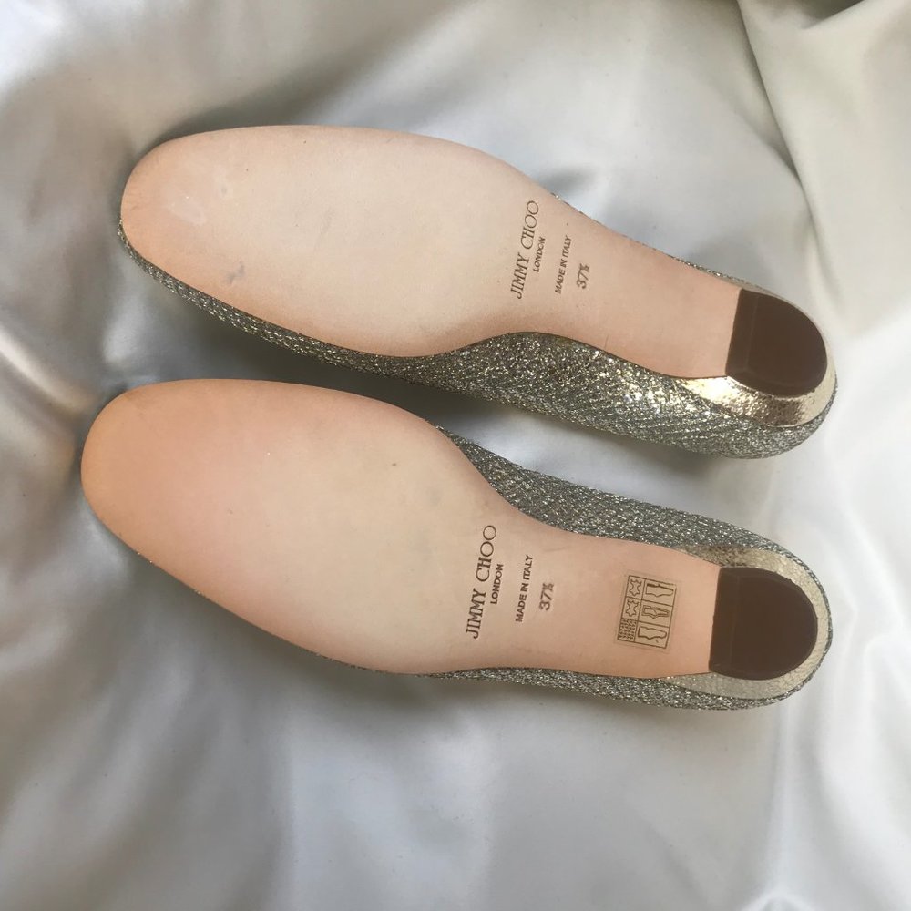 JIMMY CHOO silver glitter finlay flats - Picture 4 of 10